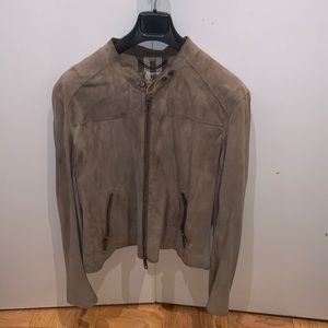 Burberry Men Suede Leather Moto Jacket